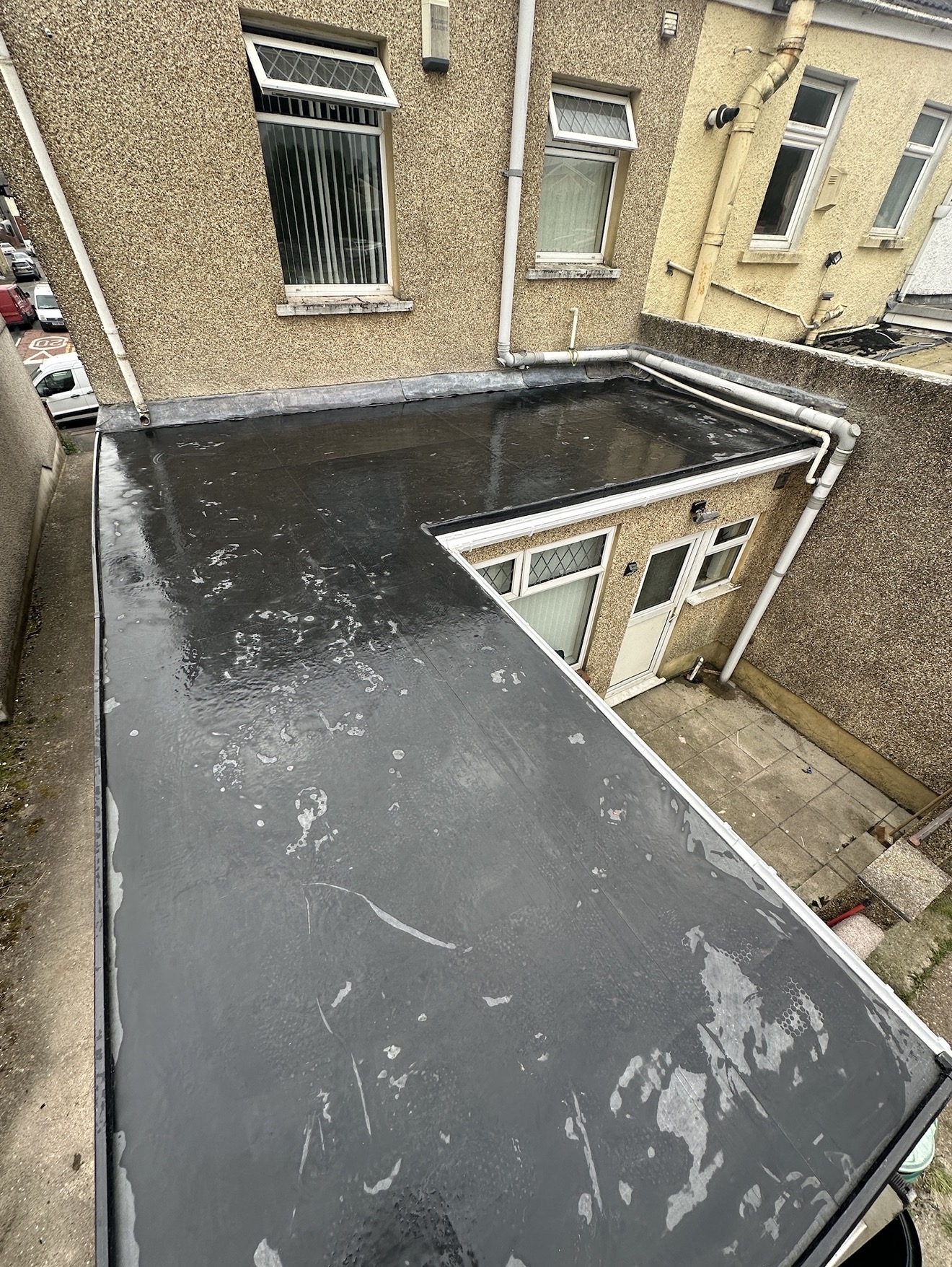 Flat Roofing project in Swansea — EPDM rubber flat roof — rear extension, Swansea