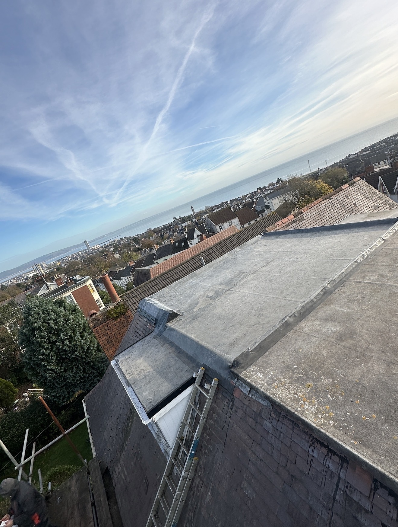 Vertex Roofing — completed flat roof overlooking Swansea Bay